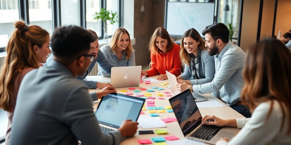 Teamarbeit und Kreativität in einem modernen Büro.