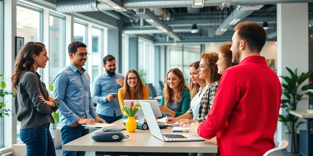 Diverse Gruppe von Unternehmern in einem modernen Büro.