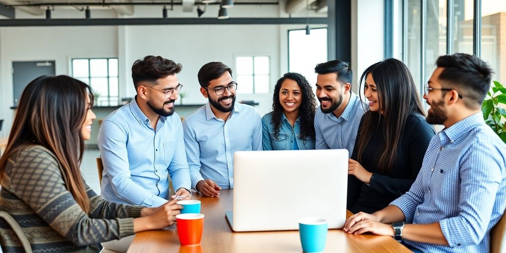 Gruppe von Unternehmern in einem modernen Büro.