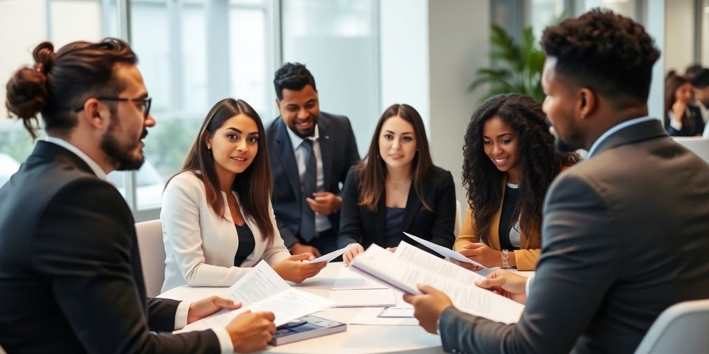 Diverse Gruppe von Menschen im Vorstellungsgespräch.